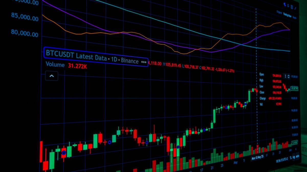 A close-up of Bitcoin trading graph showcasing market trends and data analysis.