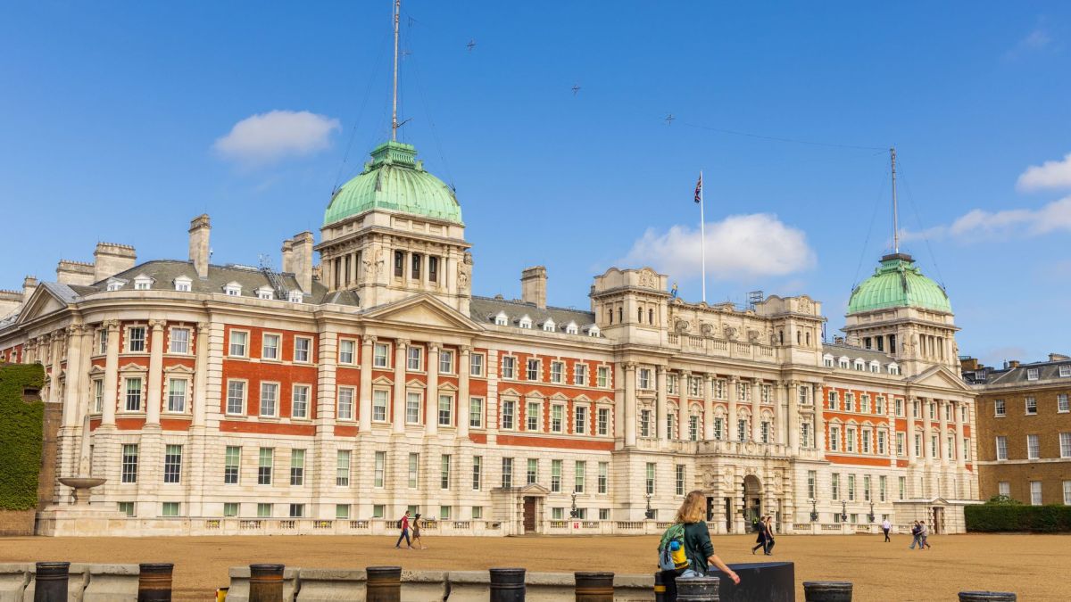 The Admiralty Extension in London captured on a sunny day, showcasing its historic architecture and classic design.