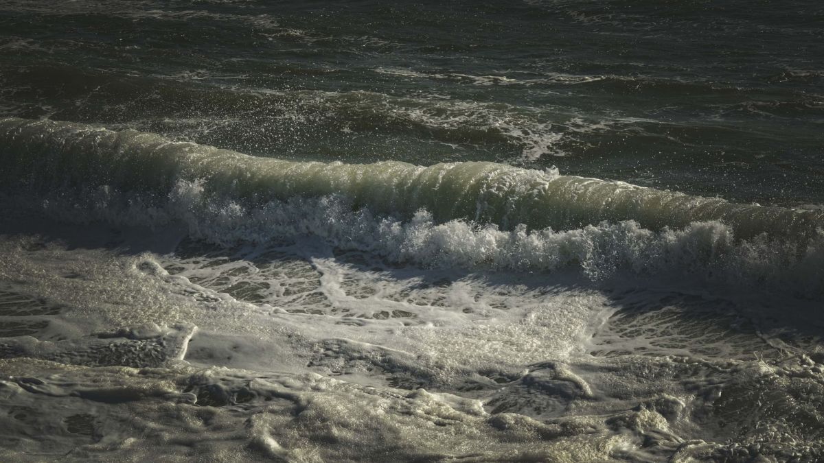Dark ocean waves with white foam creating dynamic seascape.