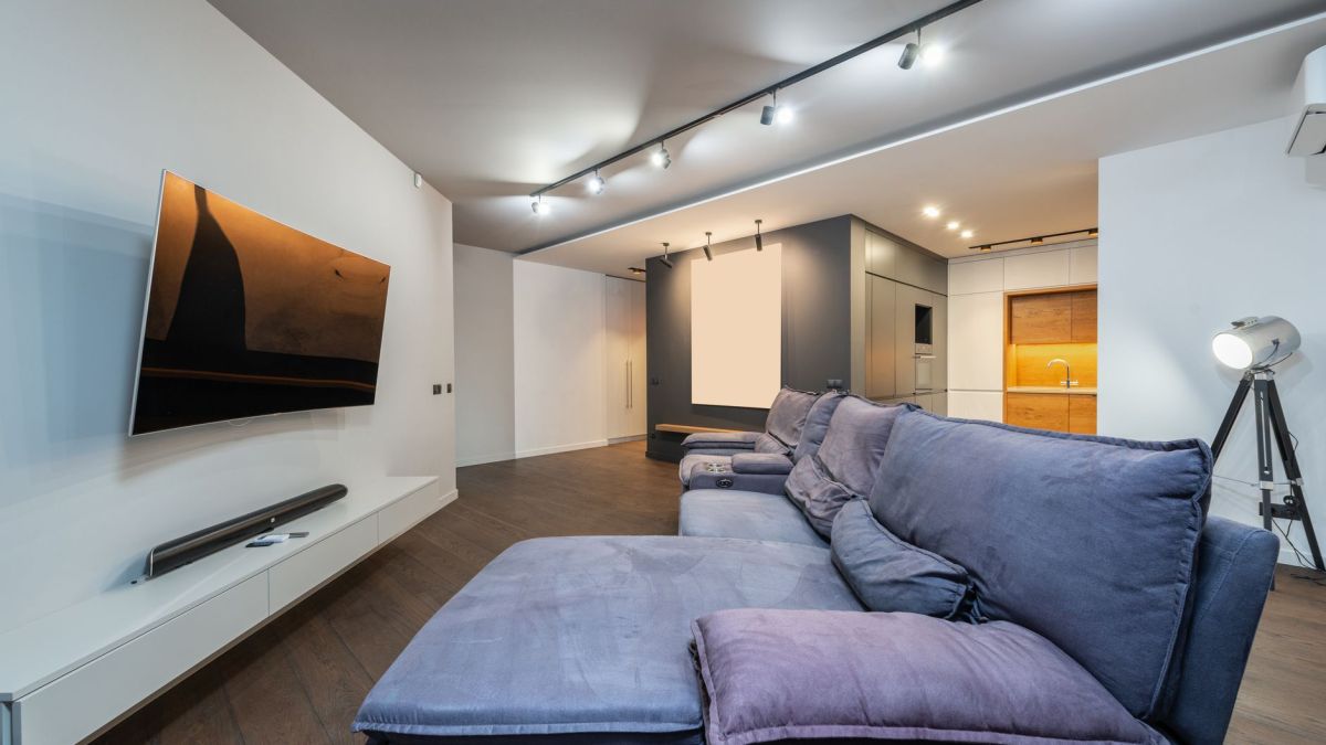 Spacious and stylish living room featuring modern furniture and minimalist design.